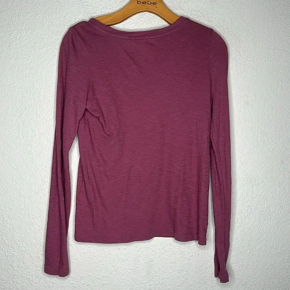 Pact Featherweight Slub Long Sleeve Round Neck Tee - Burgundy - small - Picture 4 of 4